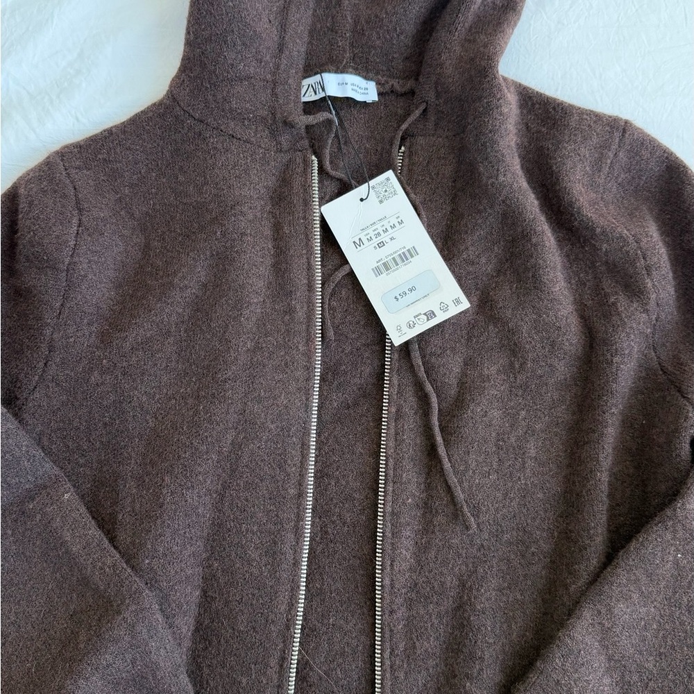 Zara Chocolate Brown Hoodie with Zipper